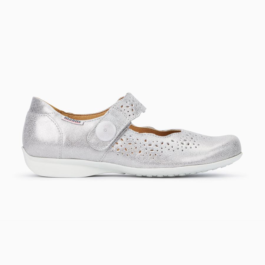 Mobils FABIENNE Metallic Læder Sko 8063591-XH - Flate Sko Dame Sølv